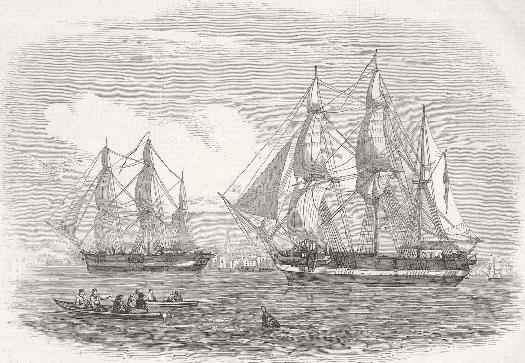 SHIPS. H M S Erebus and Terror 1845 old antique vintage print picture